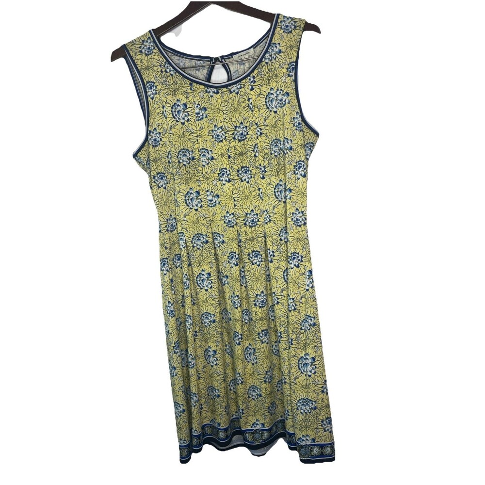 Max Studio Fit and Flare Sleeveless Floral Mini Dress, Blue/Yellow, Size Large
